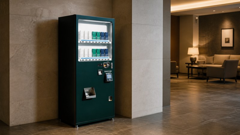 商業施設・ホテルの通路に設置されたたばこ自動販売機